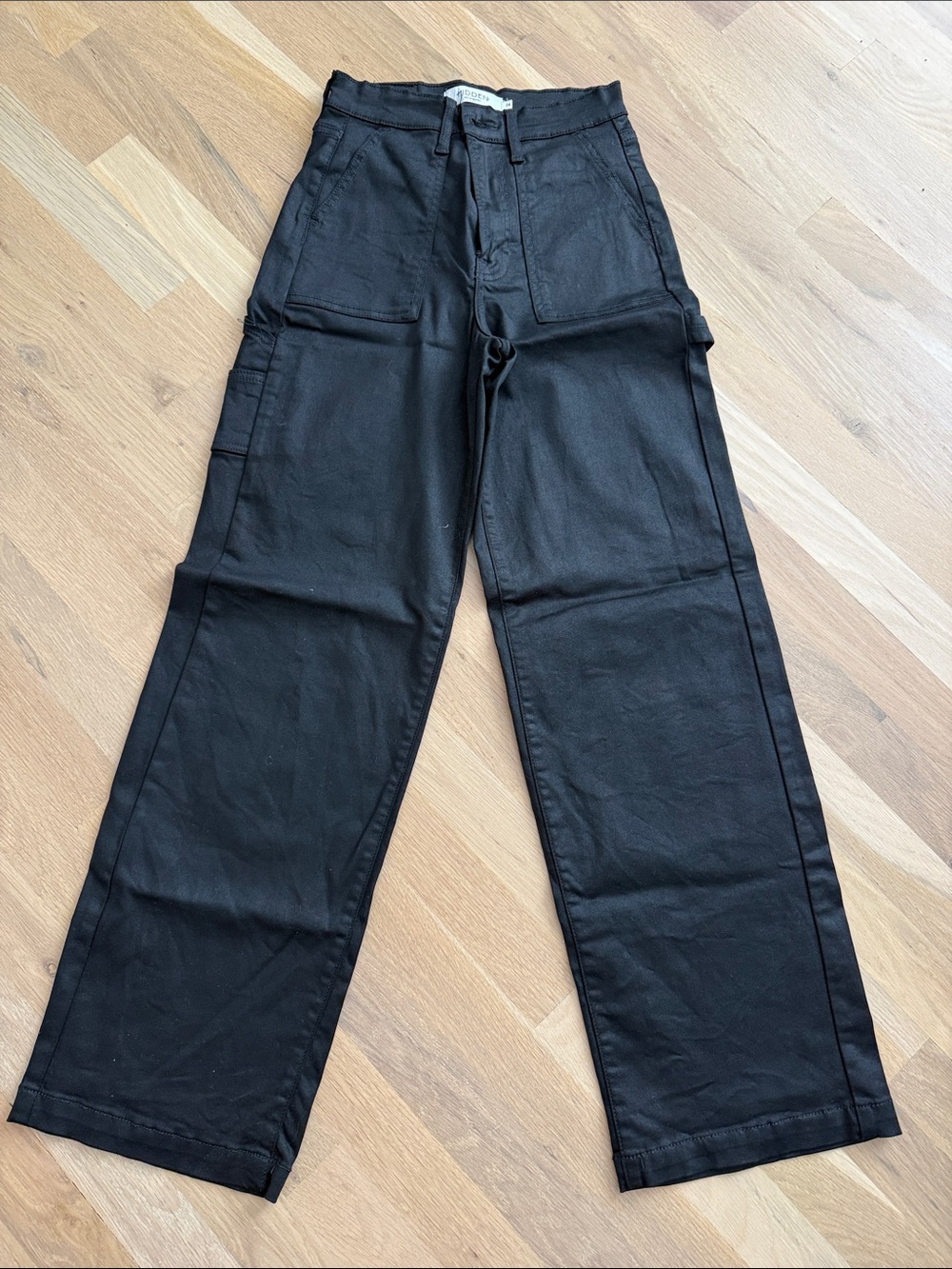 Vici Black Cropped Utility Wide-Leg Pants